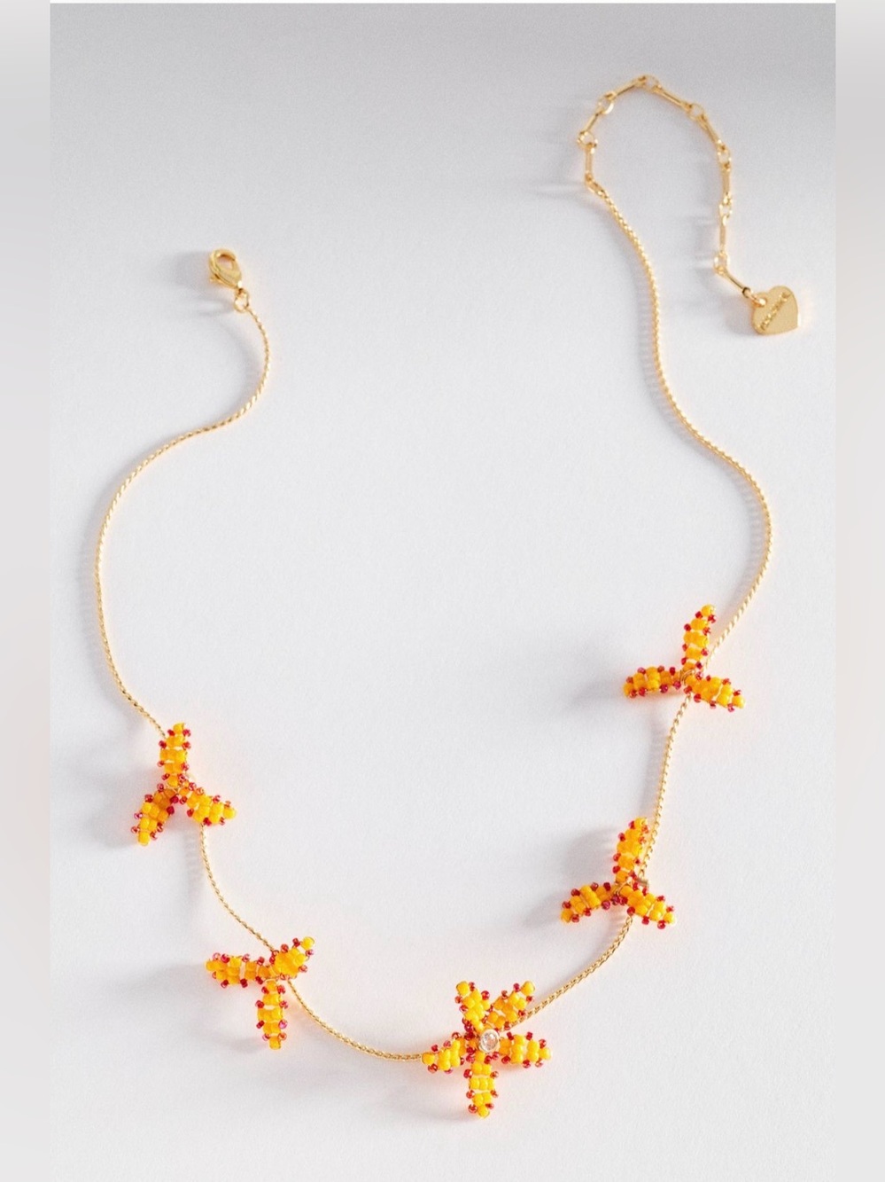 Anthropologie Beaded Floral Charm Necklace
